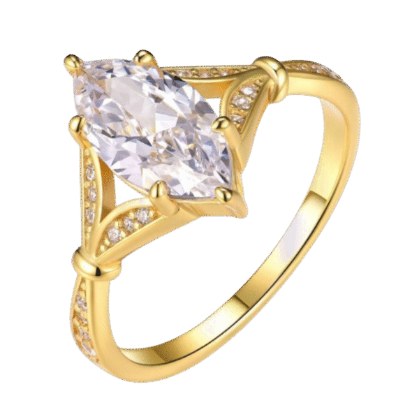 S925 Silver Set Marquise Moissanite Ring