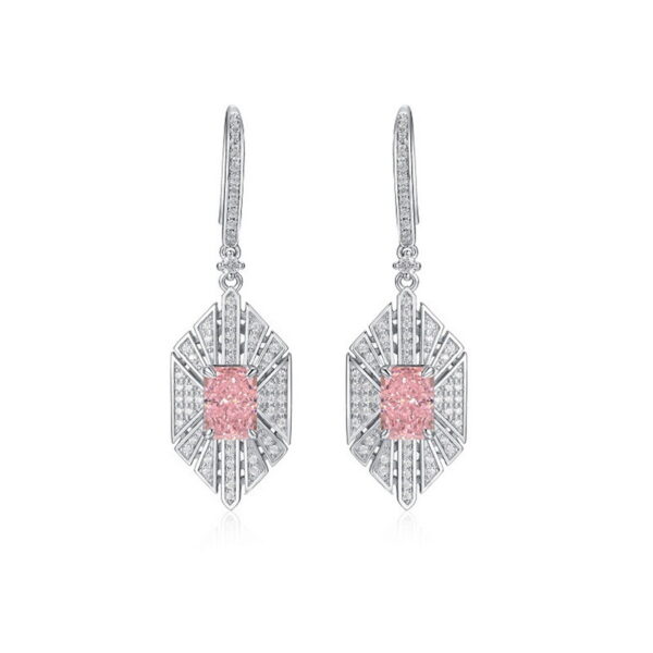 925 silver new 4.2ct ice flower cut goose yellow high carbon diamond earrings - Image 4