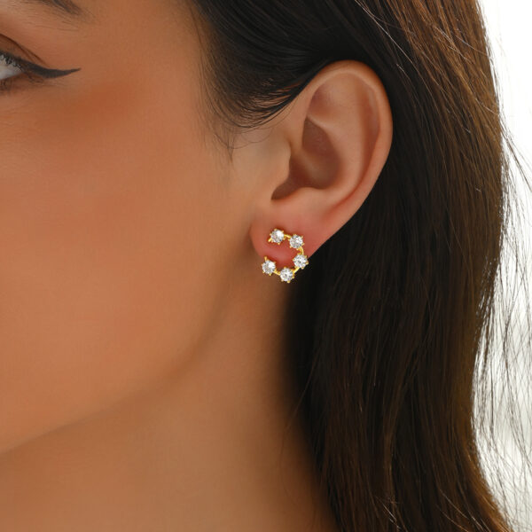 S925 silver gold ring moissanite earrings six claws - Image 2