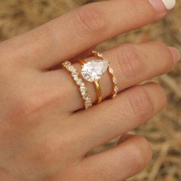 S925 silver moissanite ring set stacking - Image 2