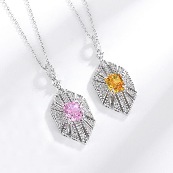 S925 Silver Ice Flower Cut High Carbon Diamond Pendant Necklace - Image 2