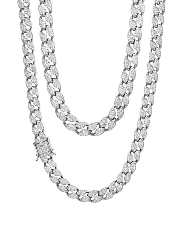 S925 Silver Moissanite 10mm Cuban Chain - Image 4