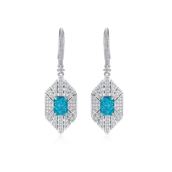 925 silver new 4.2ct ice flower cut goose yellow high carbon diamond earrings - Image 5