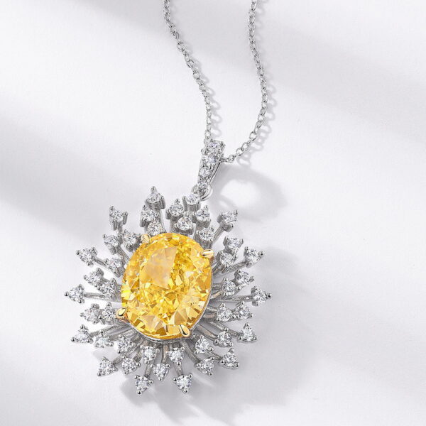 S925 Silver High Carbon Diamond Pendant Women Yellow Diamond Necklace - Image 3