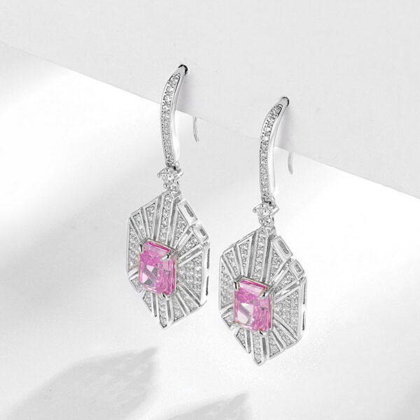 925 silver new 4.2ct ice flower cut goose yellow high carbon diamond earrings - Image 3