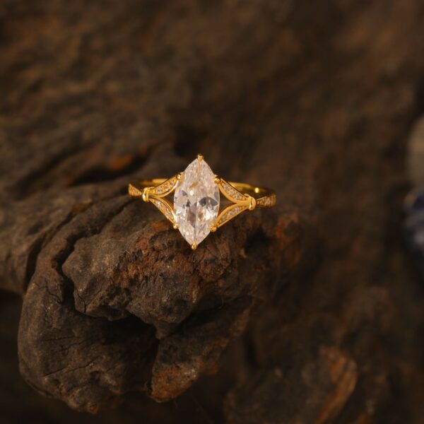 S925 Silver Set Marquise Moissanite Ring - Image 3