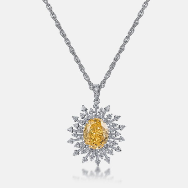S925 Silver High Carbon Diamond Pendant Women Yellow Diamond Necklace - Image 2