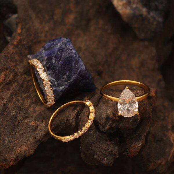 S925 silver moissanite ring set stacking - Image 3
