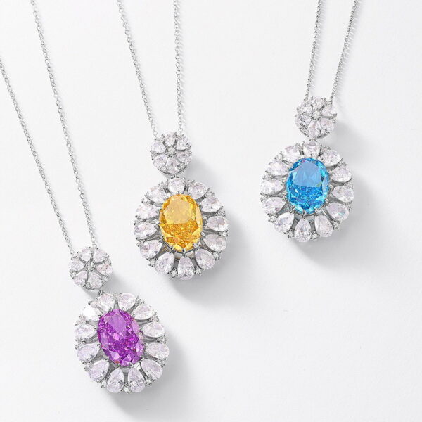 S925 silver pendant female ice flower cut high carbon diamond necklace - Image 2