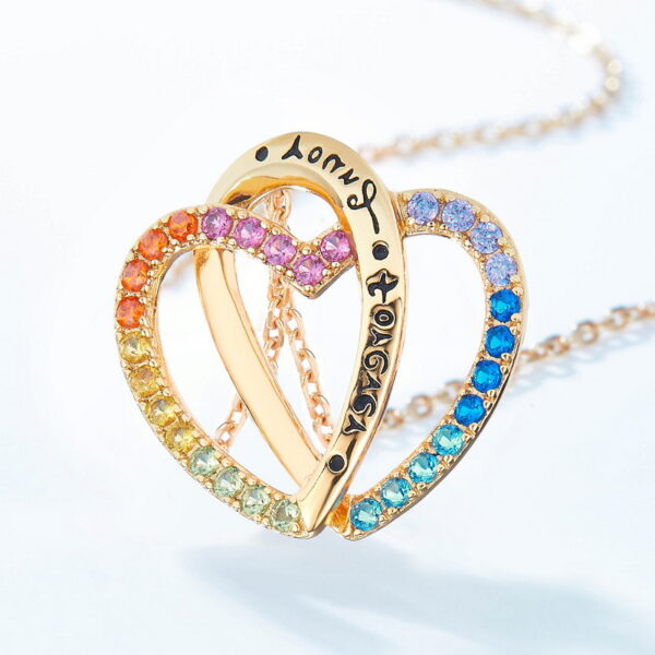 Cross-border new nano color heart-shaped pendant female S925 sterling silver - Image 4